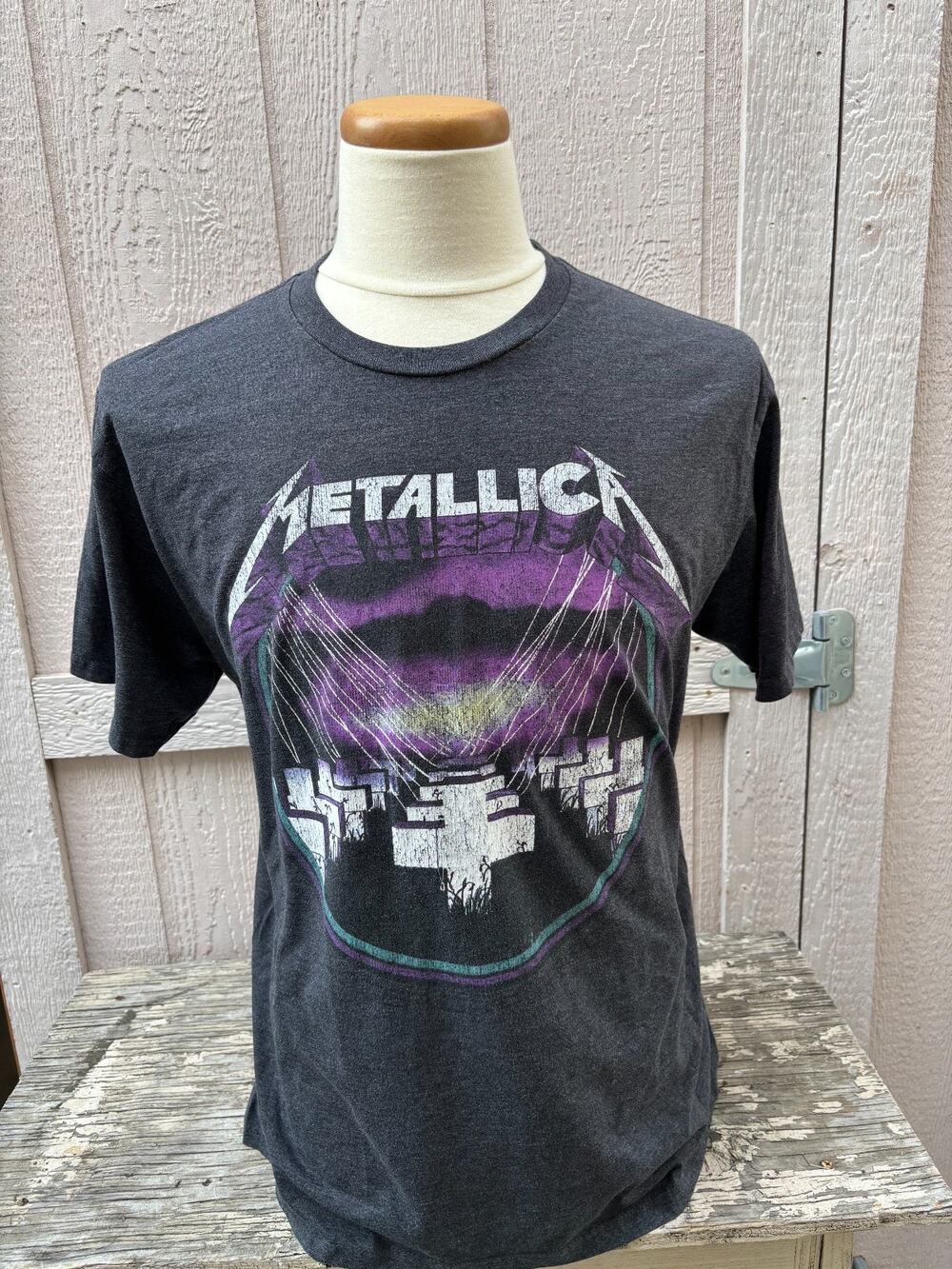 Metallica Grey Charcoal T Shirt Size Large metal master of puppets vintage shirt